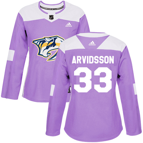 Adidas Predators #33 Viktor Arvidsson Purple Authentic Fights Cancer Women's Stitched NHL Jersey